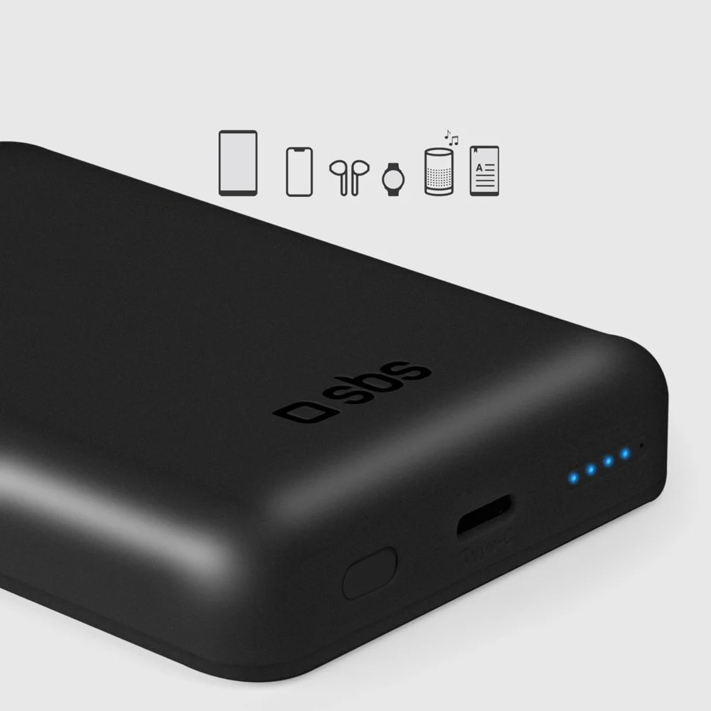SBS TEBB5000MAG1CK Wireless Power Bank 5000 mAh USB-C, MagSafe Compatible - Blackeng