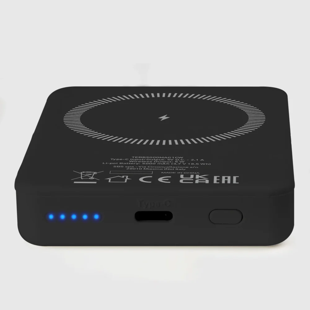 SBS TEBB5000MAG1CK Wireless Power Bank 5000 mAh USB-C, MagSafe Compatible - Blackeng