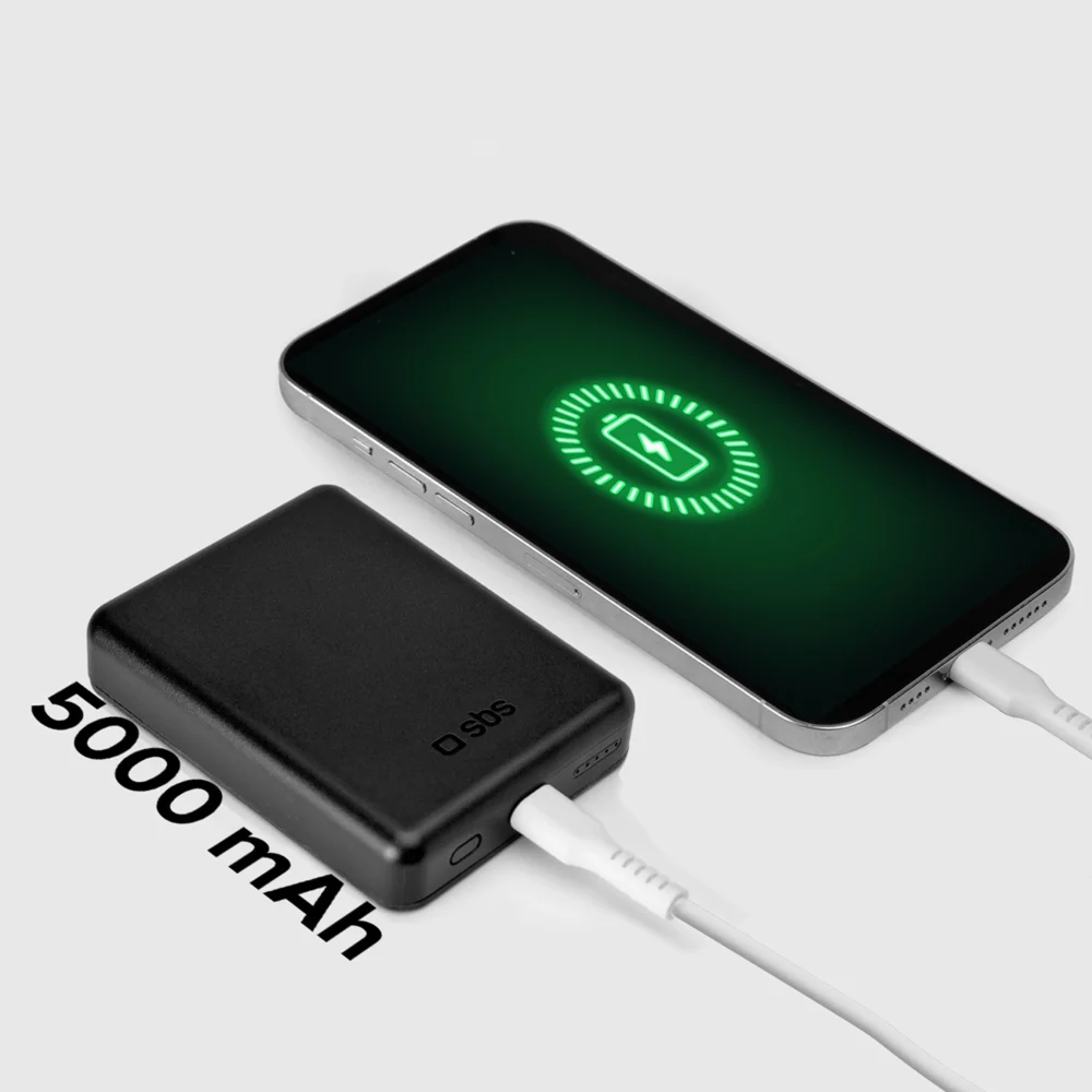 SBS TEBB5000MAG1CK Wireless Power Bank 5000 mAh USB-C, MagSafe Compatible - Blackeng