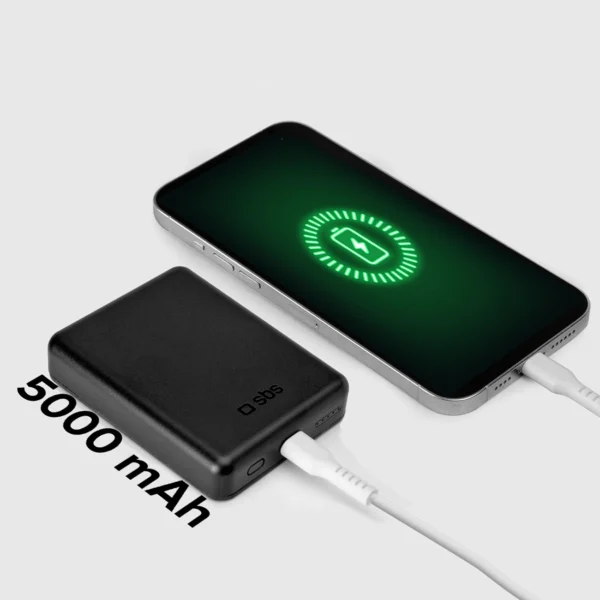 SBS TEBB5000MAG1CK Wireless Power Bank 5000 mAh USB-C, MagSafe Compatible - Blackeng