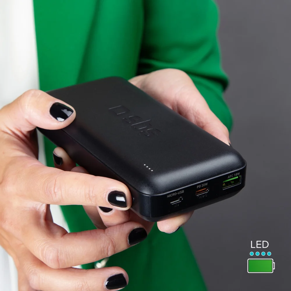 Powerbank SBS TTBB20000PD20K 20000 mAh 20W PD USB-C, USB-A, Micro-USB - blackeng