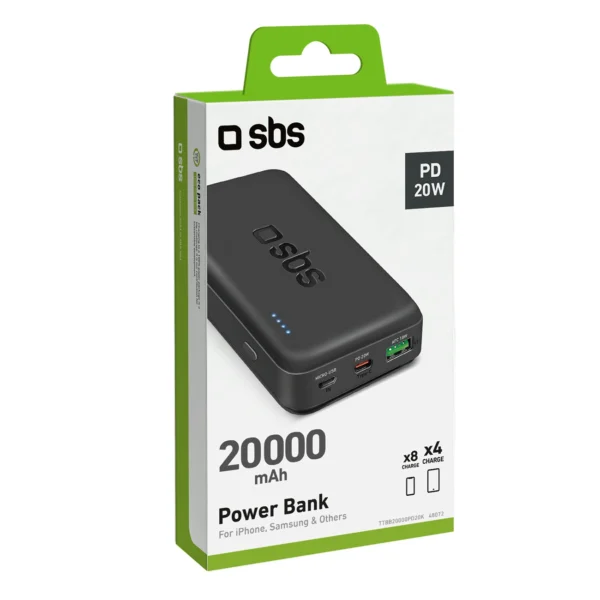 Powerbank SBS TTBB20000PD20K 20000 mAh 20W PD USB-C, USB-A, Micro-USB - blackeng
