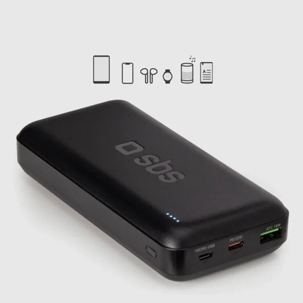 Powerbank SBS TTBB20000PD20K 20000 mAh 20W PD USB-C, USB-A, Micro-USB - blackeng