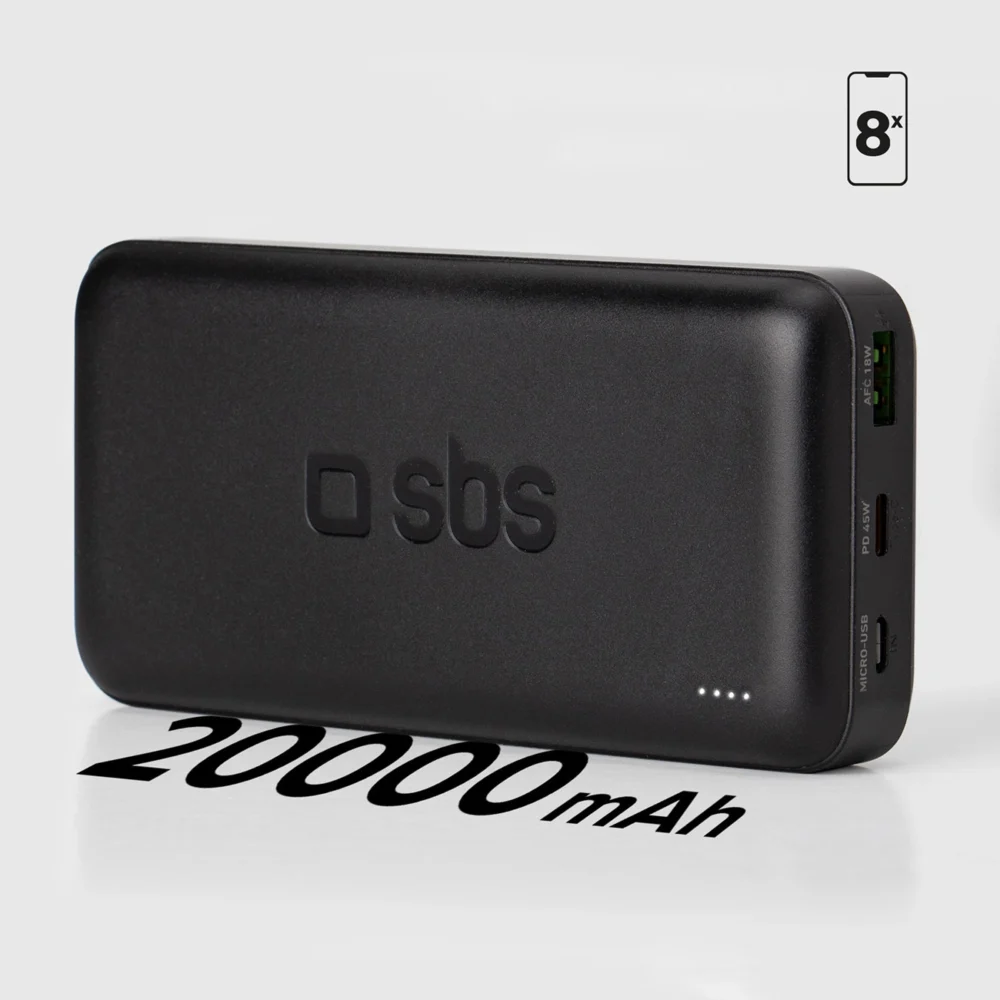 Powerbank SBS TTBB20000PD20K 20000 mAh 20W PD USB-C, USB-A, Micro-USB - blackeng