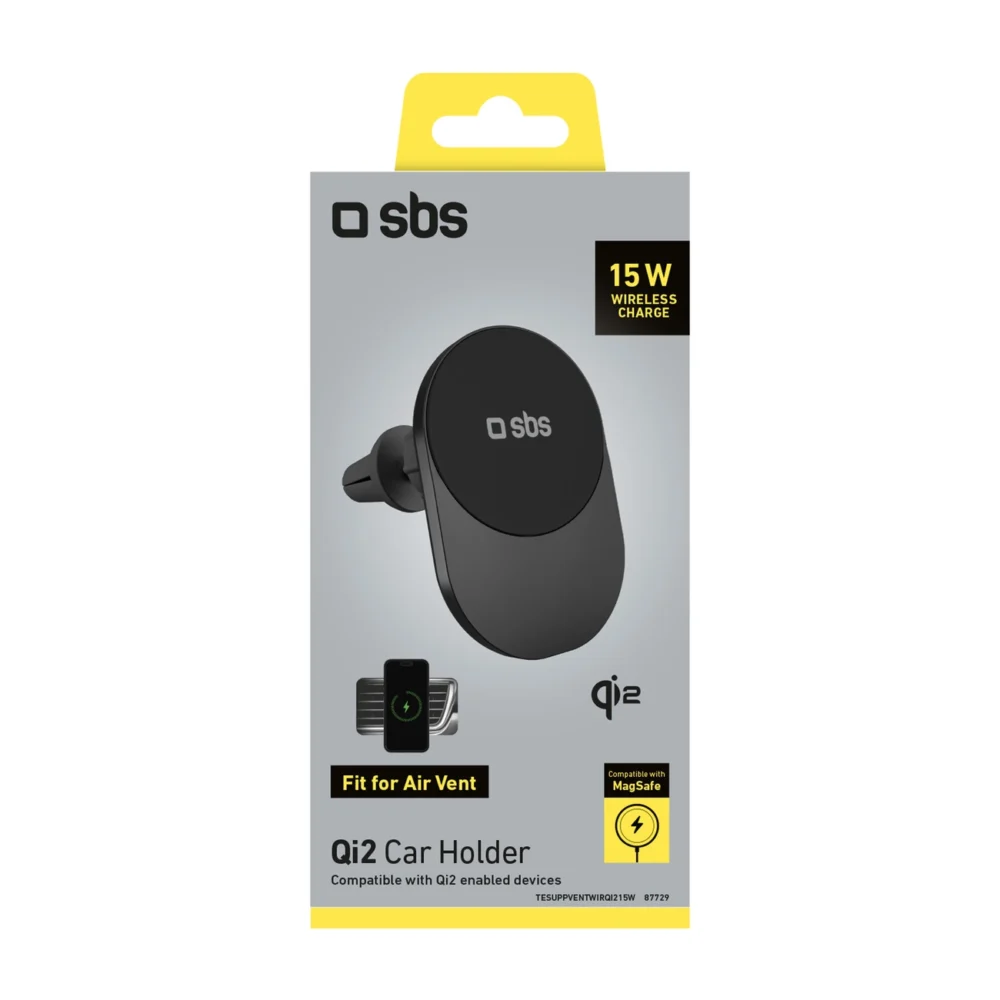 Qi2 Wireless Charger Holder SBS TESUPPVENTWIRQI215W Compatible with MagSafe - Blackeng
