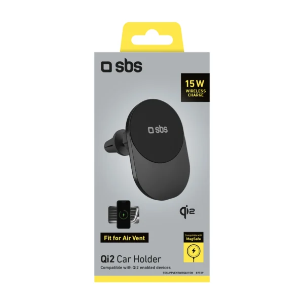 Qi2 Wireless Charger Holder SBS TESUPPVENTWIRQI215W Compatible with MagSafe - Blackeng
