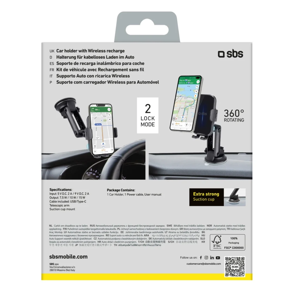 SBS TESUPEXTWIR15W 15W Wireless Charger Holder - Blackeng
