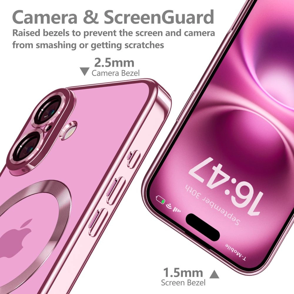 Tech-Protect MagFlex MagSafena iPhone 16 Case - Clear / Pinkeng