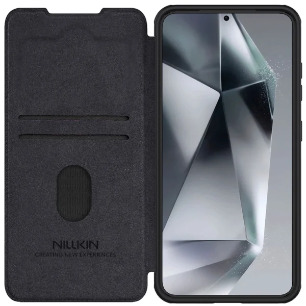 Nillkin Qin Pro Case for Samsung Galaxy S25 with Flip and Camera Cover - Blackeng