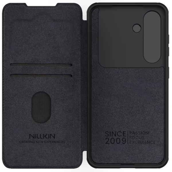Nillkin Qin Pro Case for Samsung Galaxy S25 with Flip and Camera Cover - Blackeng