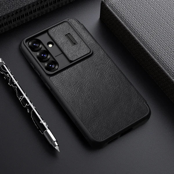 Nillkin Qin Pro Case for Samsung Galaxy S25 with Flip and Camera Cover - Blackeng
