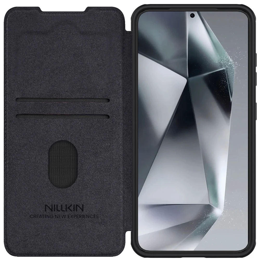 Nillkin Qin Pro Case for Samsung Galaxy S25+ with Flip and Camera Cover - Blackeng
