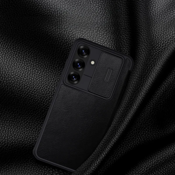 Nillkin Qin Pro Case for Samsung Galaxy S25+ with Flip and Camera Cover - Blackeng