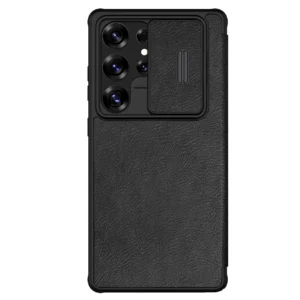 Nillkin Qin Pro Case for Samsung Galaxy S25 Ultra with Flip and Camera Cover - Blackeng
