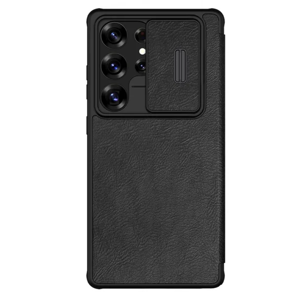 Nillkin Qin Pro Case for Samsung Galaxy S25 Ultra with Flip and Camera Cover - Blackeng