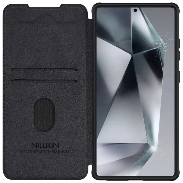 Nillkin Qin Pro Case for Samsung Galaxy S25 Ultra with Flip and Camera Cover - Blackeng