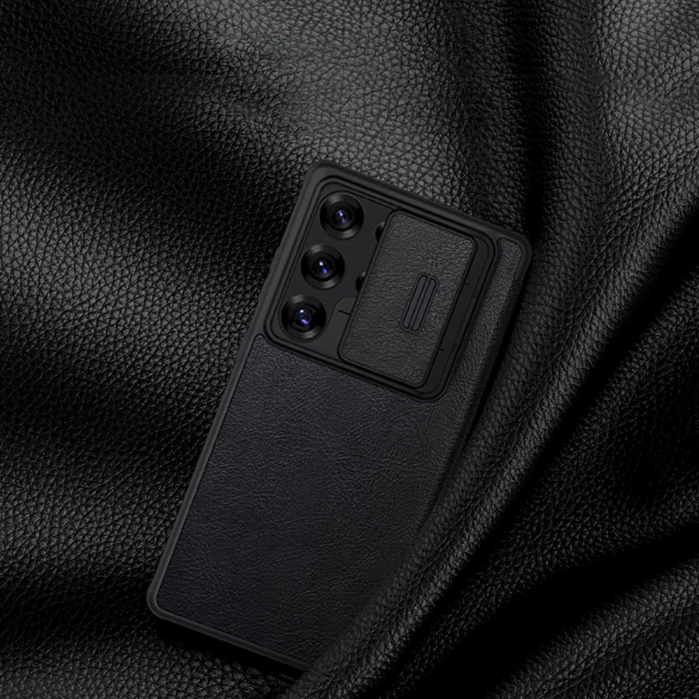 Nillkin Qin Pro Case for Samsung Galaxy S25 Ultra with Flip and Camera Cover - Blackeng