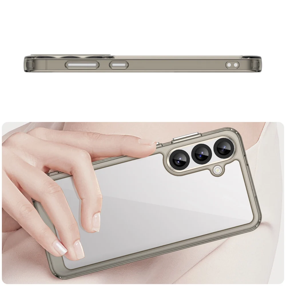 Outer Space Case for Samsung Galaxy A36 Cover with Flexible Frame - Semi-Transparent, Blackeng