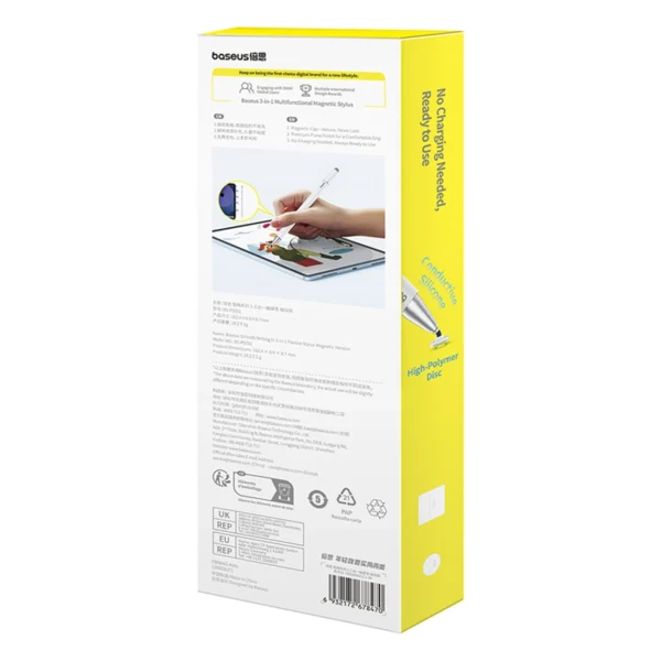 Baseus Smooth Writing III 3in1 Passive Stylus - Magnetic Version - Whiteeng