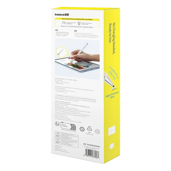 Baseus Smooth Writing III 3in1 Passive Stylus - Non-magnetic Version - Whiteeng