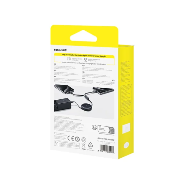Baseus Bright Mirror Series USB-C Retractable Cable - 2 x USB-C 100W 1m - Blackeng
