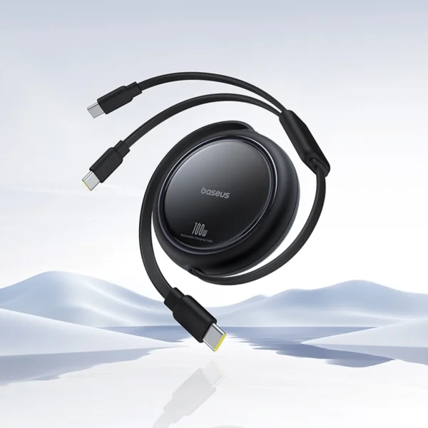 Baseus Bright Mirror Series USB-C Retractable Cable - 2 x USB-C 100W 1m - Blackeng