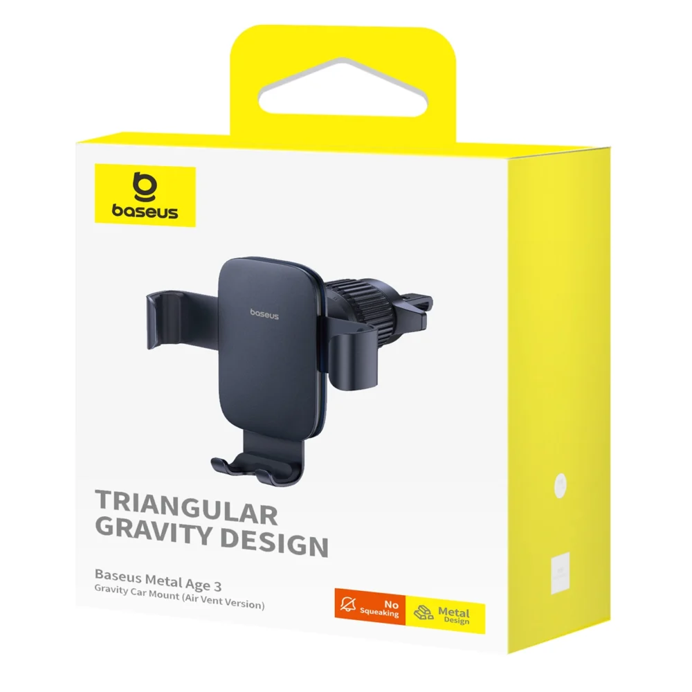 Baseus Metal Age 3 Car Phone Holder, Gravity, for Air Vent - Blackeng