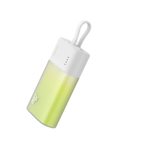 Baseus Popsicle 5200mAh 20W Powerbank with Built-in Lightning Cable (+ White Baseus Simple USB-C - USB-C 60W/20V/3A/30cm Cable) - White-Greeneng