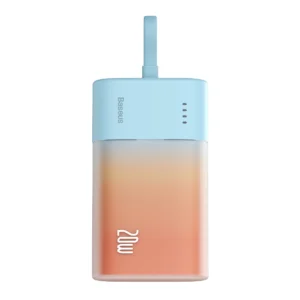 Baseus Popsicle 5200mAh 20W Powerbank with Built-in Lightning Cable (+ White Baseus Simple USB-C - USB-C 60W/20V/3A/30cm Cable) - Blue-Orangeeng