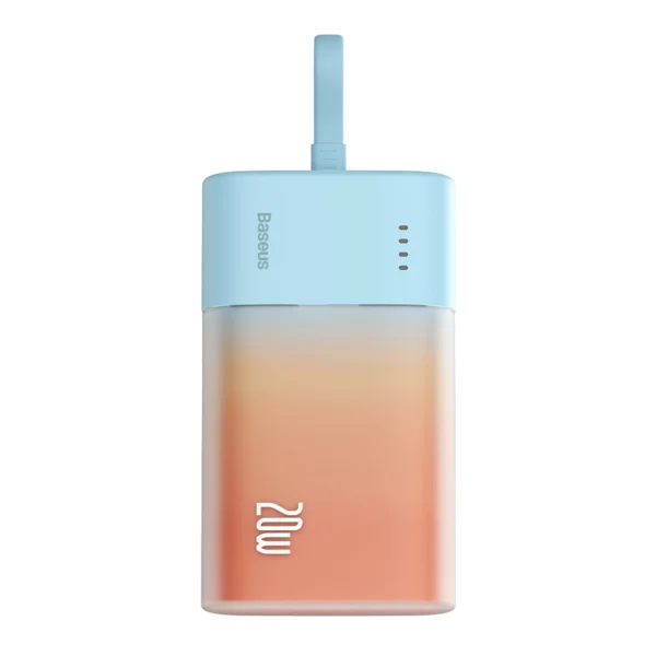 Baseus Popsicle 5200mAh 20W Powerbank with Built-in Lightning Cable (+ White Baseus Simple USB-C - USB-C 60W/20V/3A/30cm Cable) - Blue-Orangeeng
