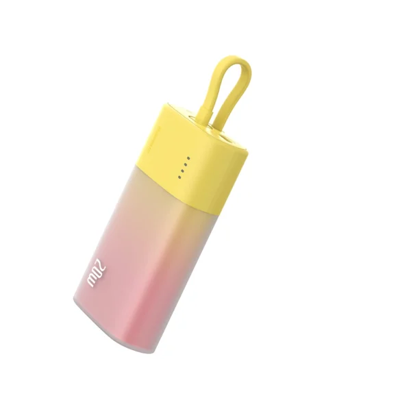 Baseus Popsicle 5200mAh 20W Powerbank with Built-in Lightning Cable (+ White Baseus Simple USB-C - USB-C 60W/20V/3A/30cm Cable) - Yellow-Pinkeng