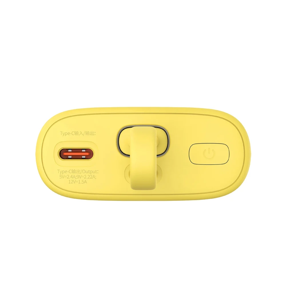 Baseus Popsicle 5200mAh 20W Powerbank with Built-in Lightning Cable (+ White Baseus Simple USB-C - USB-C 60W/20V/3A/30cm Cable) - Yellow-Pinkeng