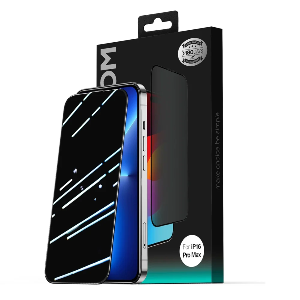 Joyroom JR-MLG0283 2.5D Dustproof Privacy Tempered Glass with Black Frame for iPhone 16 Pro Maxeng