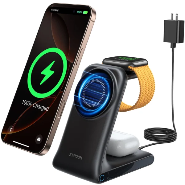 Joyroom JR-W15 Wireless Charger 3 in 1 Charging Station with MagSafe - Blackeng