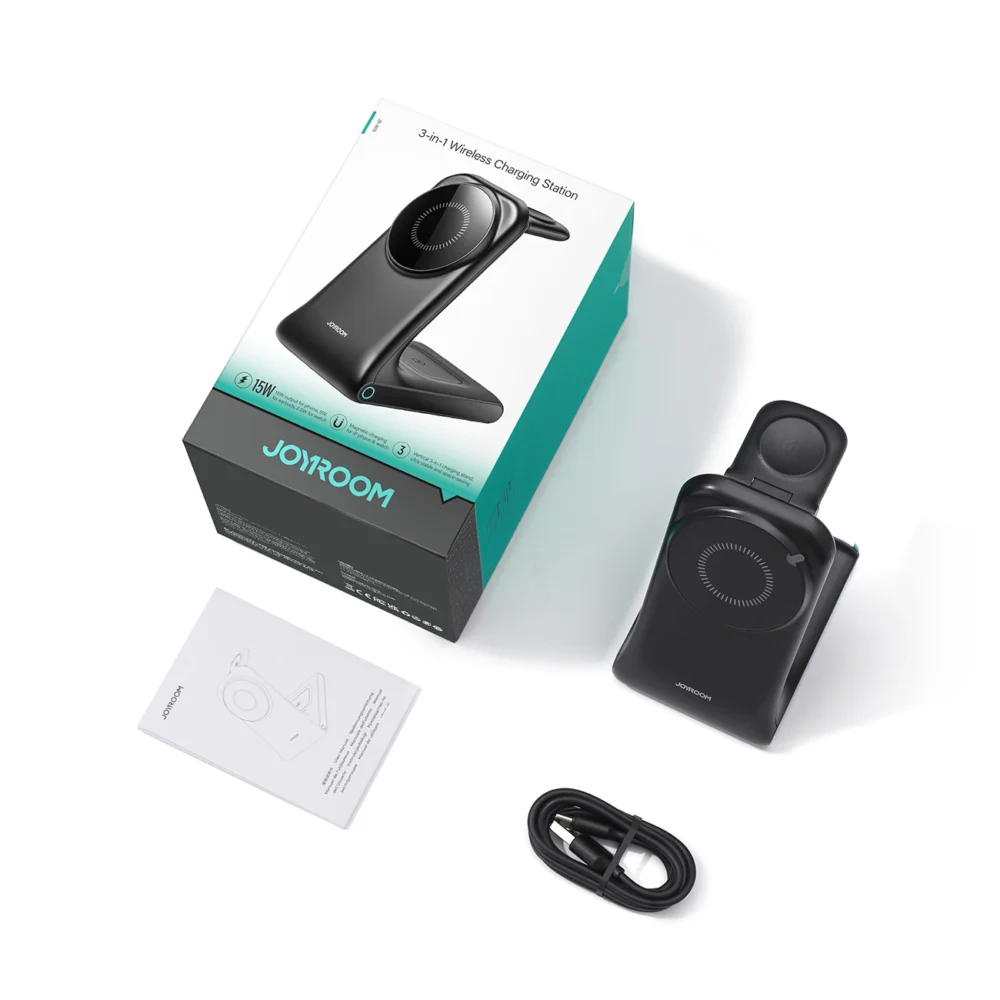 Joyroom JR-W15 Wireless Charger 3 in 1 Charging Station with MagSafe - Blackeng
