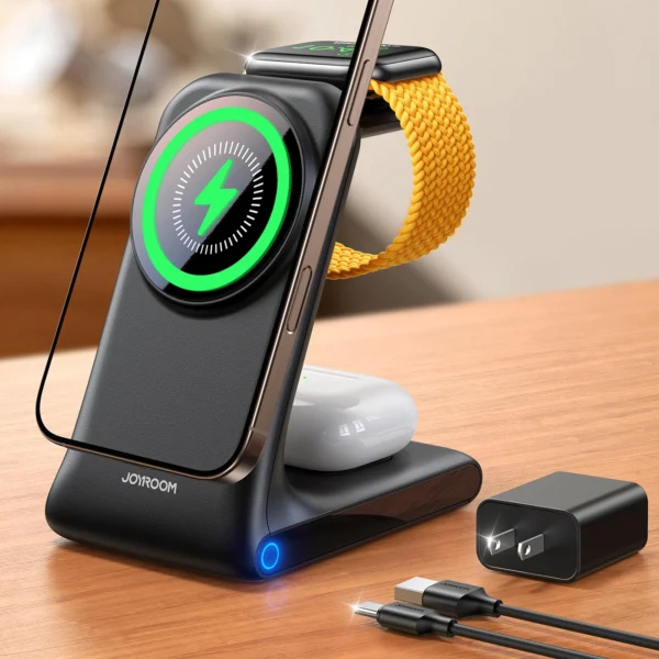 Joyroom JR-W15 Wireless Charger 3 in 1 Charging Station with MagSafe - Blackeng
