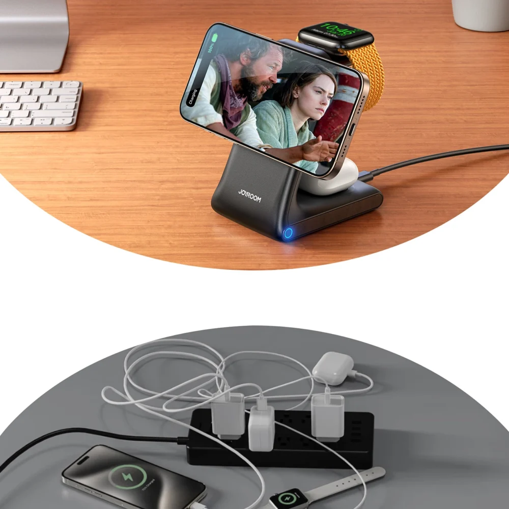 Joyroom JR-W15 Wireless Charger 3 in 1 Charging Station with MagSafe - Blackeng