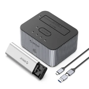 Orico IT28E-C 2-Disk Docking Station with M.2 NVME 2.5"/3.5 HDD/2.5" SSD Clone Function - Grayeng