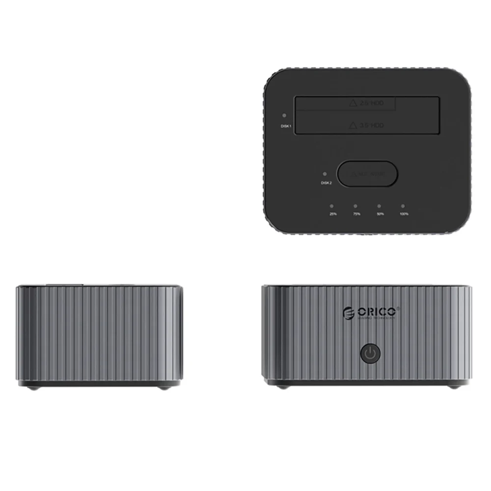 Orico IT28E-C 2-Disk Docking Station with M.2 NVME 2.5"/3.5 HDD/2.5" SSD Clone Function - Grayeng