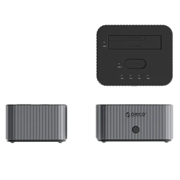 Orico IT28E-C 2-Disk Docking Station with M.2 NVME 2.5"/3.5 HDD/2.5" SSD Clone Function - Grayeng