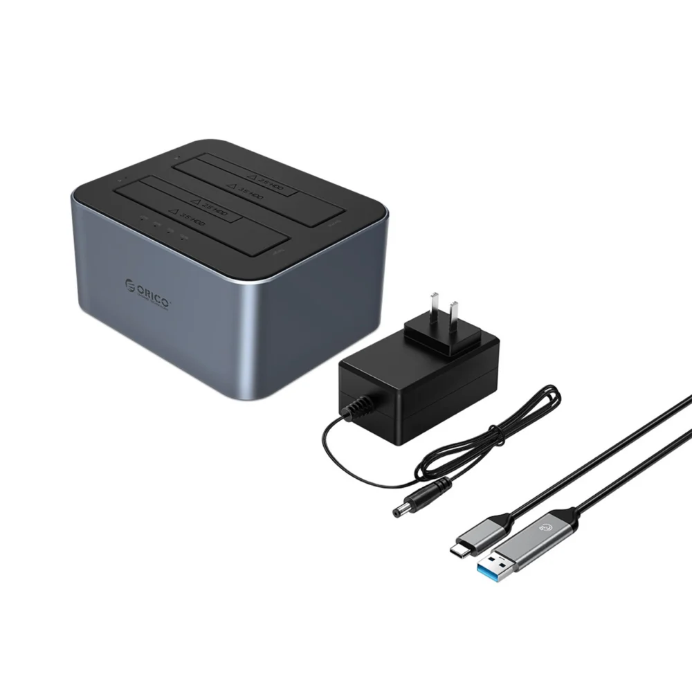 Orico 6626C3-C-V1 2-Drive Docking Station with Offline Clone Function 2.5"/3.5" SATA HDD/SSD - Grayeng