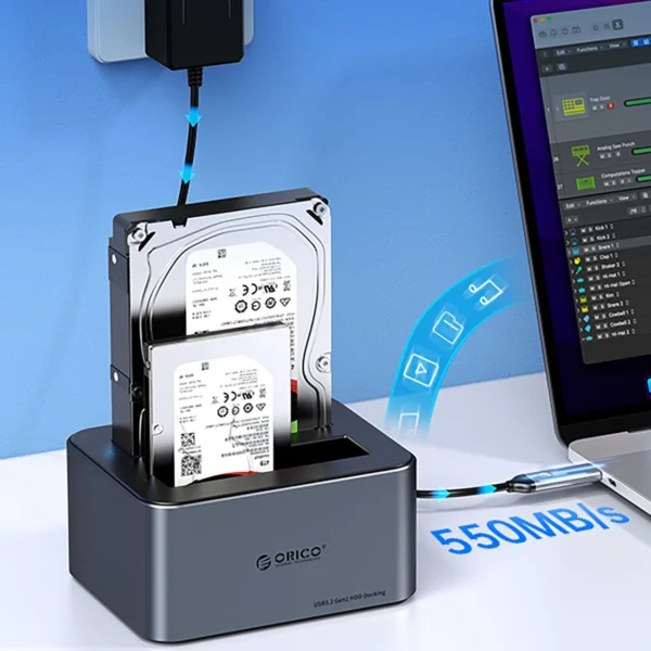 Orico 6656C3-C 5-Bay Docking Station with Offline Clone Function 2.5"/3.5" SATA HDD/SSD - Grayeng