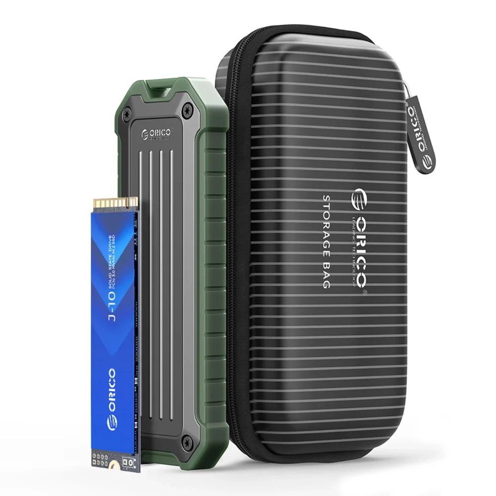 Wzmocniona kieszeń dyskowa Orico OTPX-G2 M.2 NVMe/SATA SSD USB-C 3.2 taktyczna - szaro-zielonapol