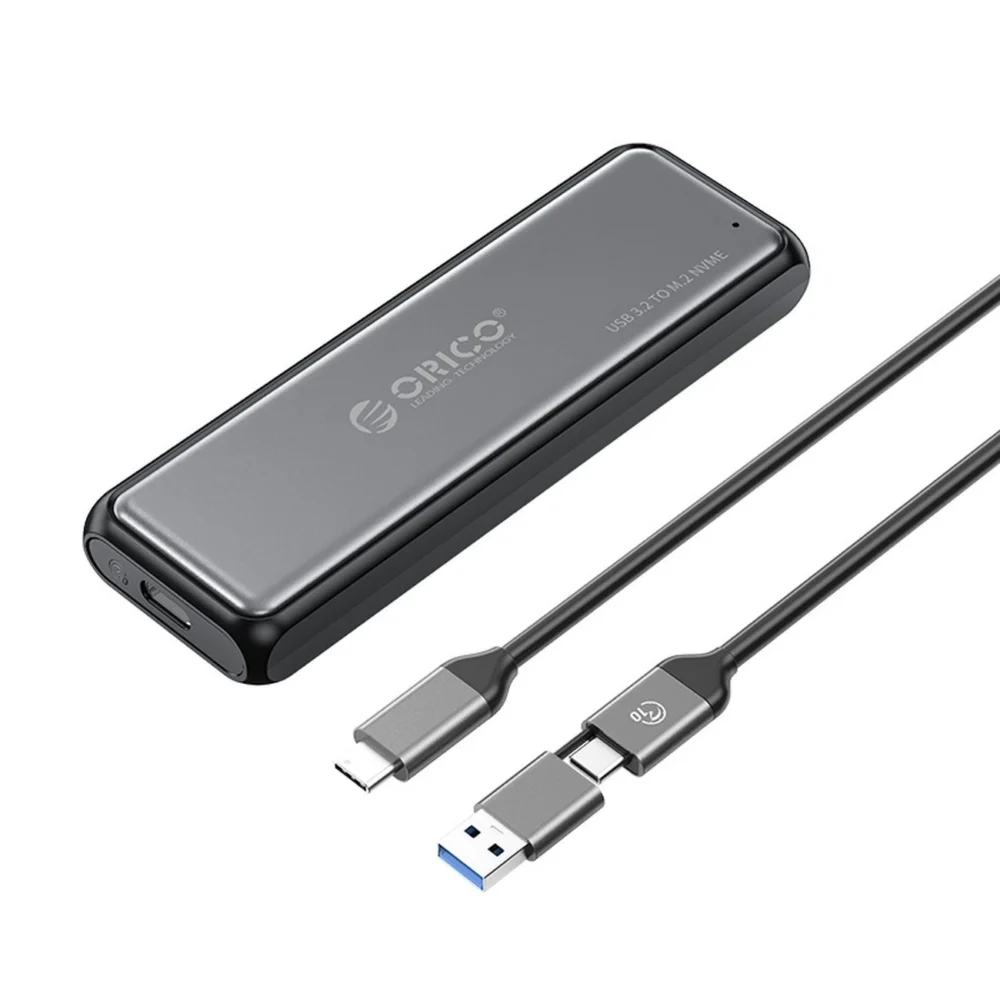 Orico DDM2-C3-G2 M.2 NVME USB-A USB-C 3.2 10Gb/s Disk Drive - Grayeng