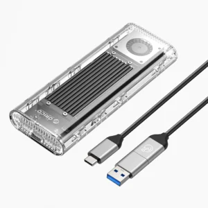 Orico TCM2-G20 M.2 NVME USB-C 3.2 20Gb/s Disk Drive - Silver/Transparenteng