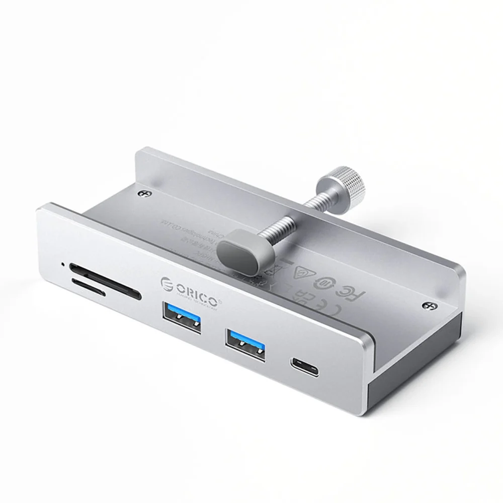 Orico MH5PC Hub Clamp-Mounted USB-C / 2x USB-A 3.2 + 1x USB-C 3.2 + 1x SD&TF - Silvereng