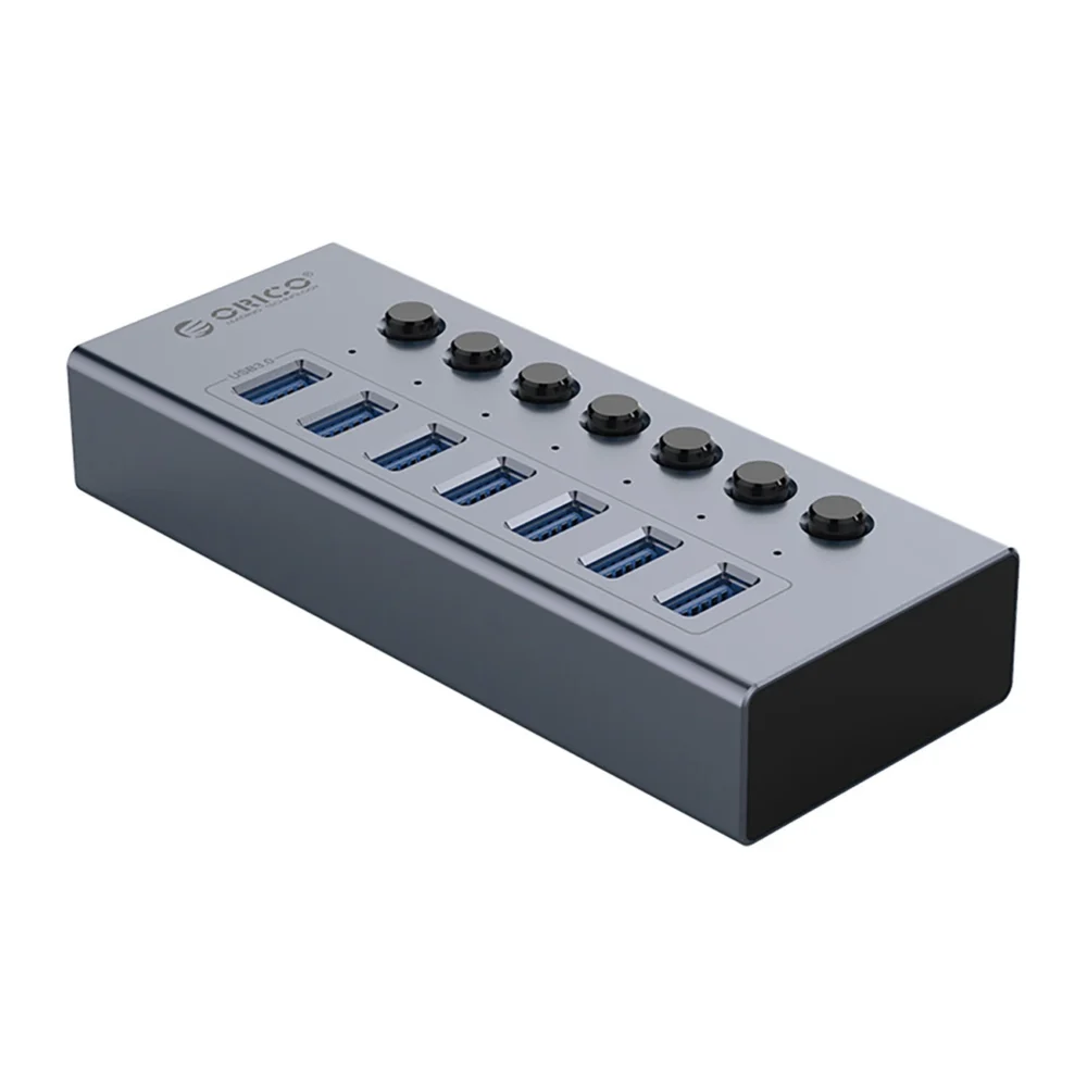 Orico BT2U3-7AB Hub 7x USB-A 3.0 with switches - grayeng