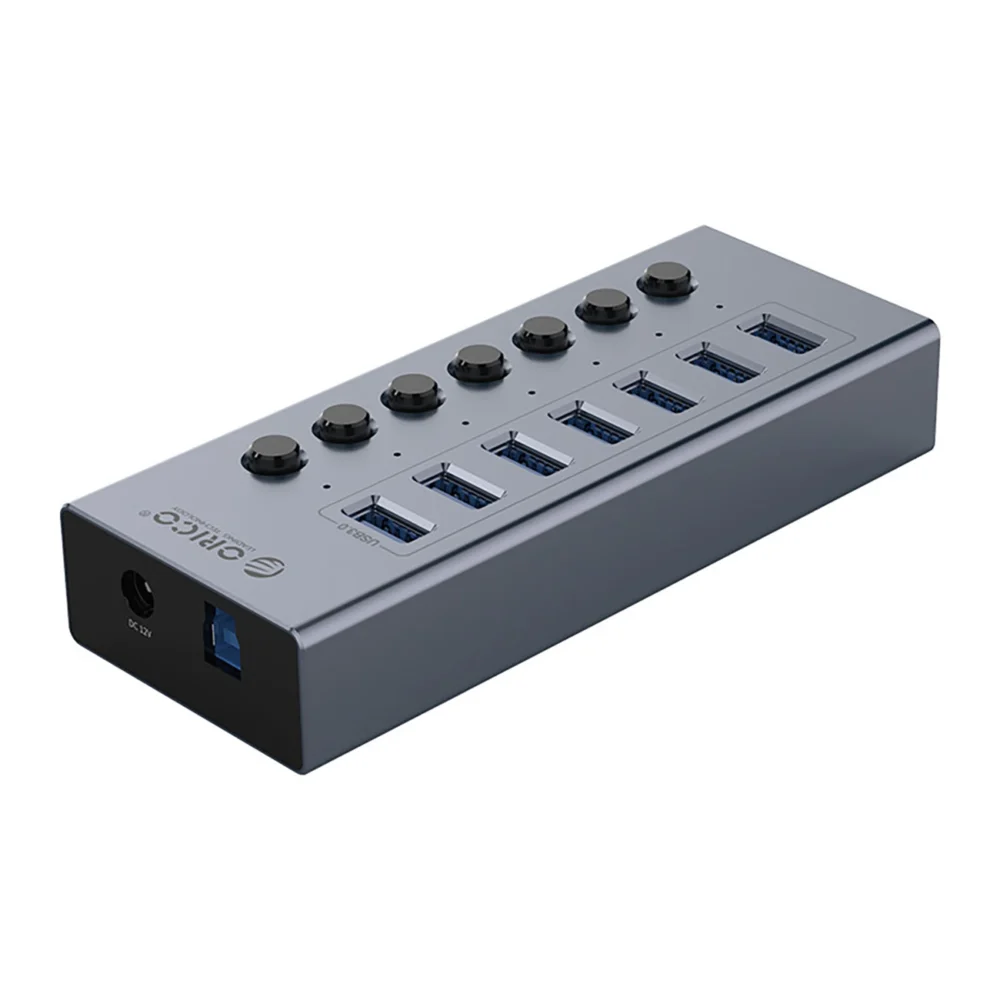 Orico BT2U3-7AB Hub 7x USB-A 3.0 with switches - grayeng