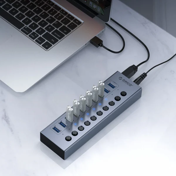 Orico BT2U3-10AB Hub 10x USB-A 3.0 with switches - grayeng