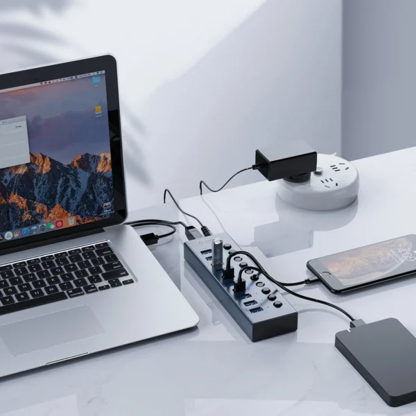 Orico BT2U3-13AB Hub 13x USB-A 3.0 with switches - grayeng